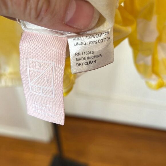 Color Me Courtney Kris Yellow Gingham Off Shoulder Puff Sleeve Crop Top Size Sma - Picture 5 of 6